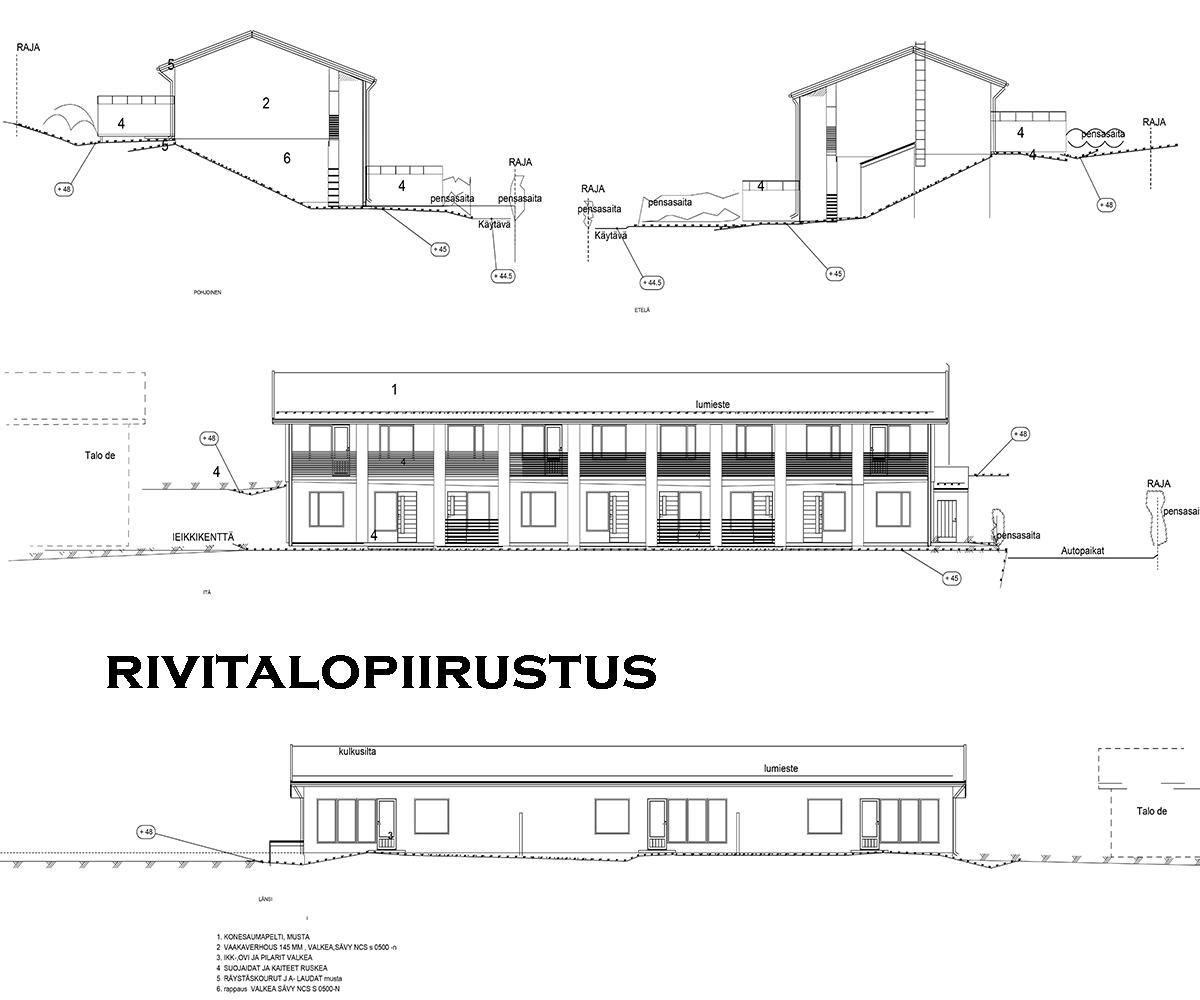 Paritalo ja rivitalo — lupapiirustukset